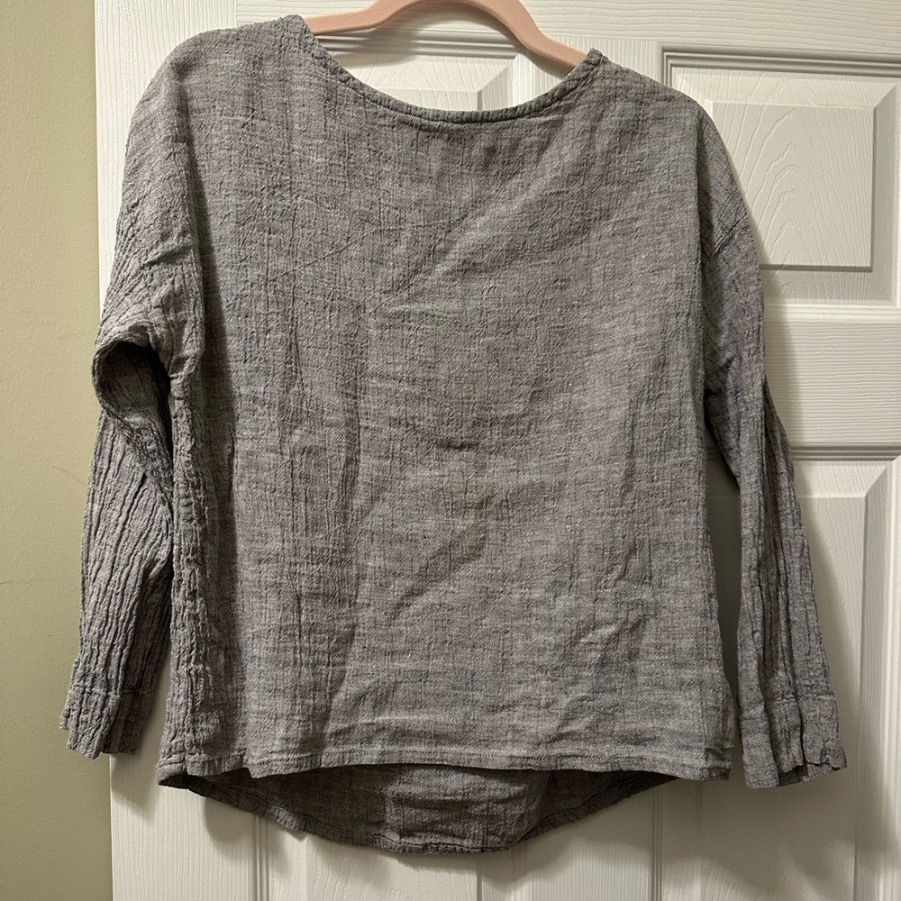 Elizabeth Suzann Lara top pepper linen gauze XS